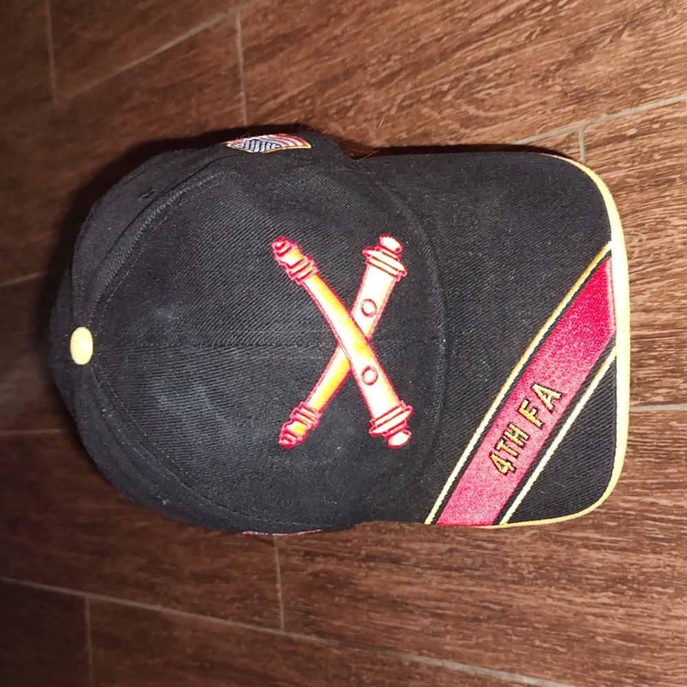 4th Field Artillery Regiment Hat Cap Black Strapback US Army American Flag